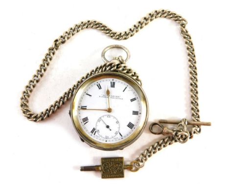 An early 20thC open faced pocket watch, the 5cm diameter dial marked Acme Lever H. Samuel Manchester, with Roman numeric dial