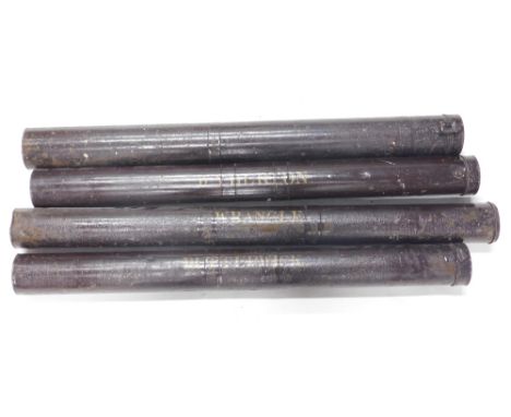 Three Lincolnshire related Ordnance Survey maps, each with a mahogany rail and a Toleware or painted tin canister, for Butter