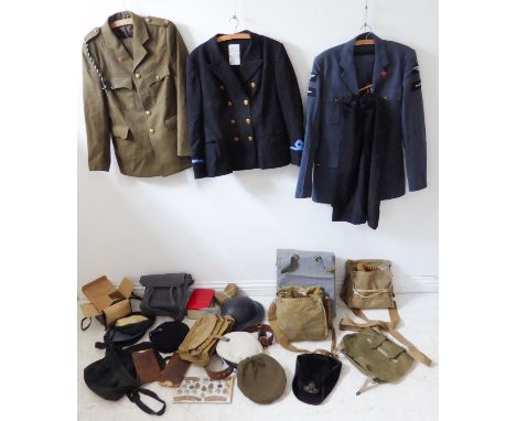 Assorted military uniforms to include:&nbsp;Army, Navy and Royal Air Force, together with hats, caps and other related access