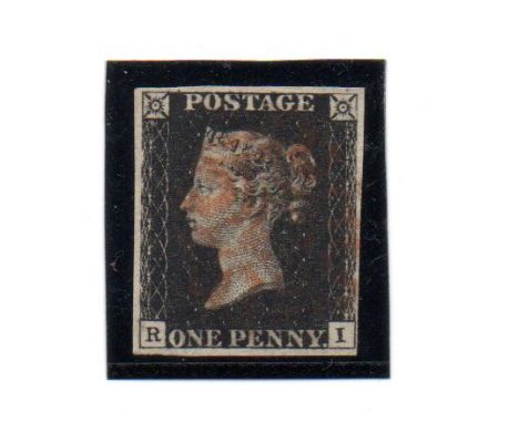   QV 1840 1d black I vert guide line upper right cnr, 4 margins, light cancel       