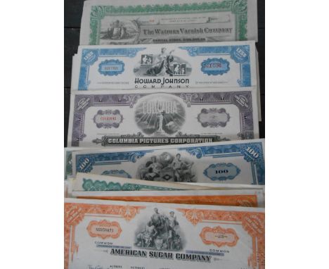 Share certificates: USA. 20th century issues including many well known companies (66).