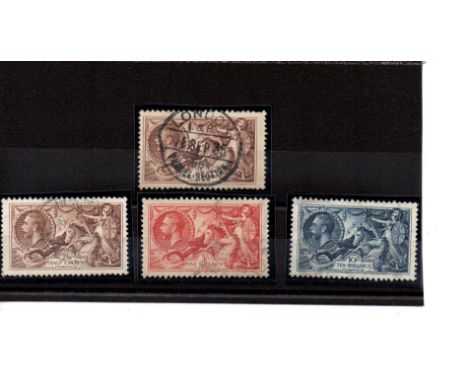   KG5 1934-36 Waterlow re-engraved Seahorses 2 x 2/6d shades, 5/- and 10/- all vfu with neat or very light cancels  4 stamps 