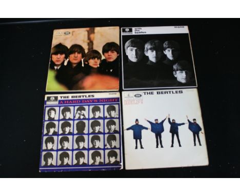 THE BEATLES - Collection of 4 x original mono UK LP's. Help! (PMC 1255 - VG/VG+) has yellow/black labels, "The Gramophone Co 