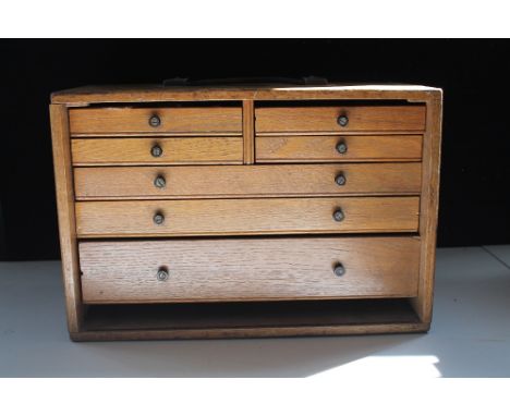 STORAGE - a set of miniature drawers filled with HI-FI/Gramophone related tools and parts including disks for stereo spikes, 