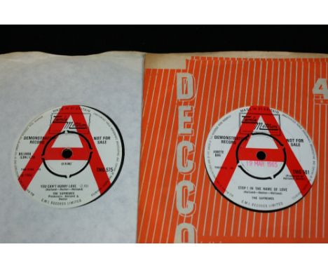 THE SUPREMES - 2 x demonstration 7" singles issued on the red/white Tamla Motown label. You Can't Hurry Love (TMG 575) is in 