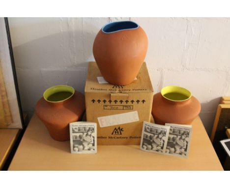 BEATLES & RELATED - three Heather McCartney Pottery limited edition vases gifted to Rose Martin to include one entitled Tulip