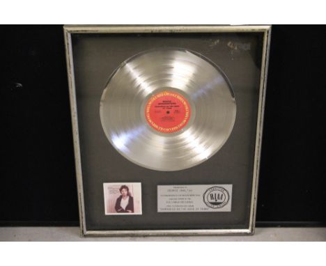 BRUCE SPRINGSTEEN - original late 70's floater style RIAA-Certfied Platinum disc award presented to George Chaltas to commemo