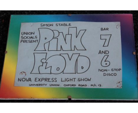 PINK FLOYD - very rare flyer for Pink Floyd gig with Nova Express Light Show at Manchester University Union on Oxford Road.  