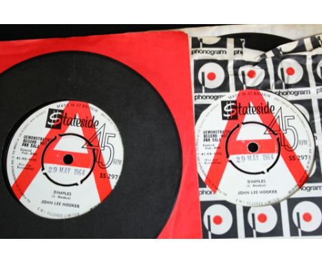 JOHN LEE HOOKER - 2 demo copies of Dimples, issued on Stateside (SS 297). Both records are graded as VG to VG+, with light su
