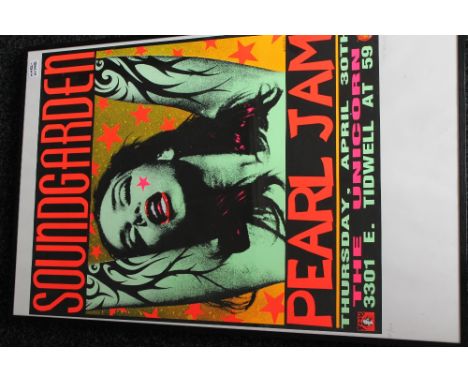 FRANK KOZIK - Signed and limited edition 1st print poster no. 84/450 for PEARL JAM & SOUNDGARDEN on Thursday April 30th 1992.