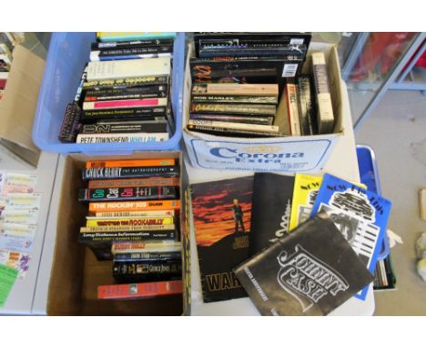 MUSIC BOOKS - large collection of hardback and paperback music books, tour programmes and magazines.  Books to include 15 x R