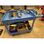 Blue Uline Utility Cart (2'x3') with Misc. Parts, Tools and Lab Items | Rig Fee $35