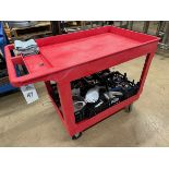 Red Uline Utility Cart (2'x3') with Brewing Fittings, Butterfly Valves and Misc. It | Rig Fee $35