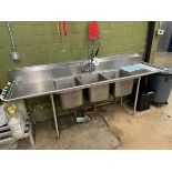 Advance Tabco Stainless Steel 3-Compartment Sink with Sprayer (Approx. 27" x 102") | Rig Fee $200