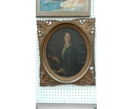 'Portrait of a Woman', oil on canvas, in gilt frame 
