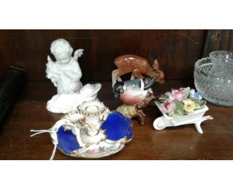including English china posy, Continental chamber candlestick and other similar items 