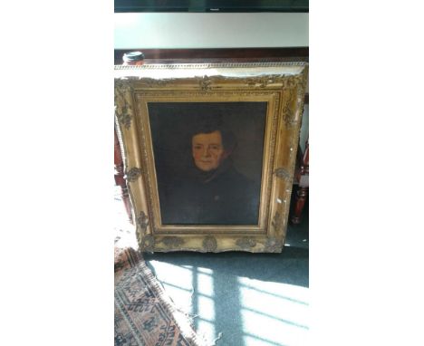 head and shoulder portrait of Daniel O'Connell, oil on canvas in an ornate gilt gesso frame 