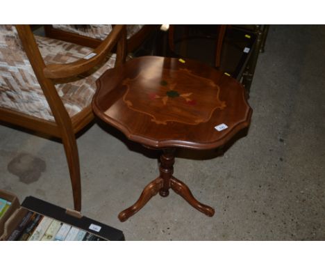 A tripod inlaid occasional table 