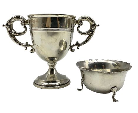  Silver two handled Athletics trophy presented by Brigadier K G Buchanan and won by Duke of Wellington's Regiment H13cm Birmi