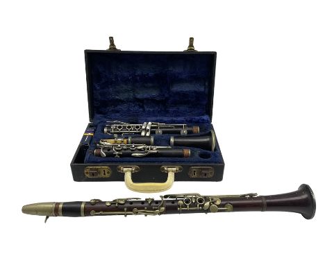Boosey &amp; Hawkes 'Marlborough' clarinet in original case together with 19th century rosewood clarinet