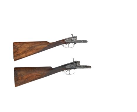 The parts of an early 20-bore sidelock hammer gun by W. R. PapeThe stock, action and forend of gun no. 2196Treble-grip action