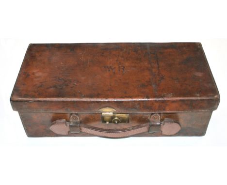 An Army &amp; Navy leather cartridge magazineFor approximately 350 cases, straps missing, replacement handle and dividersToge