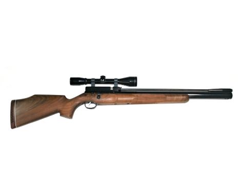 A .22 'Axsor' Air rifle by Webley, no. 001659Bolt-action, figured stock with pistol-grip, Monte Carlo comb, cheek-piece and v