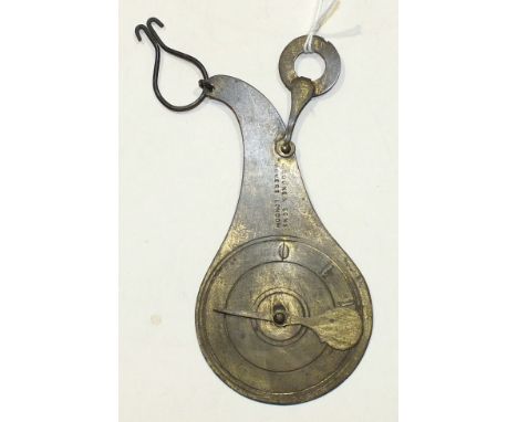 A Late-Victorian hand-held brass letter scale stamped "J Cooke &amp; Sons, Makers, London", 10.5cm.