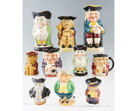 Ten character jugs including Burlington ware Spode, 16 cm 