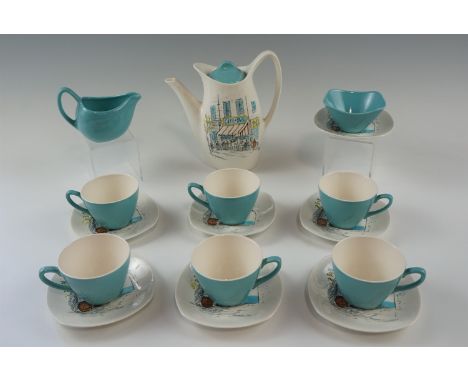 A Midwinter "Cannes" pattern tea set for six by Hugh Casson