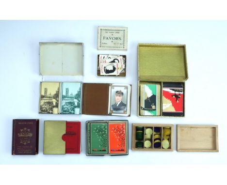 A quantity of boxed playing cards and card games including Waddington's Lexicon, Navy playing cards etc, together with boxed 