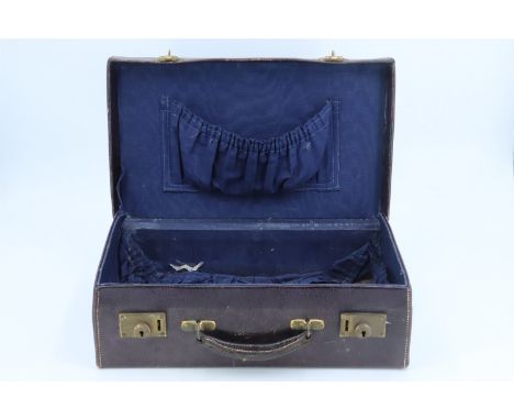 A vintage hide bound vanity case, 36 x 22 x 12 cm