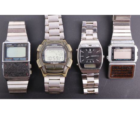 Vintage Casio digital-analogue and Databank digital wristwatches, together with a Casio Telemo 30