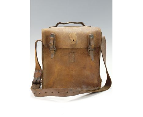 A 1944 dated British army Bren light machine gun leather magazine satchel