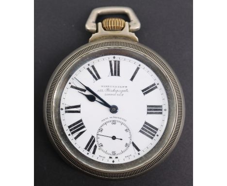 An early 20th Century Winegarten's Railway Regulator pocket watch, having a Swiss crown-wound movement and white enamel face 