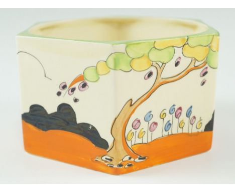 A 1930s Clarice Cliff Tulips pattern Eve bulb box, 13 x 7 cm