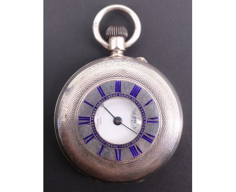 A Victorian enamelled silver half hunter pocket watch by John Jones, 338 Strand, London, having a crown wound and pin set mov