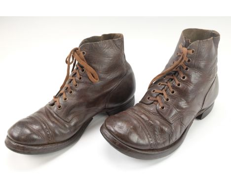 A pair of Second World War US Army type II Service Shoes with composition soles, small, 29 cm along sole from heal to toe