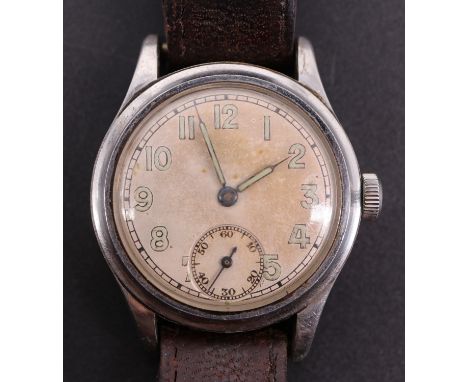 A Second World War British army ATP wristwatch, not marked by Lemania, (running when catalogued, accuracy and reliability un-