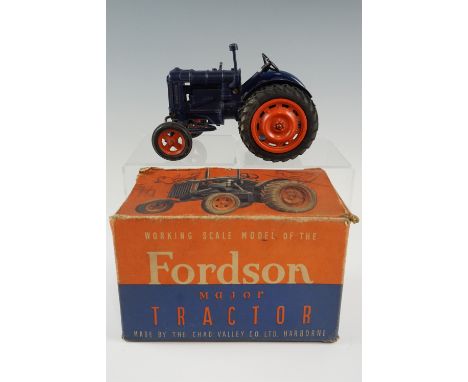 A vintage boxed Chad Valley diecast clockwork Fordson Major tractor, 12 x 17 cm