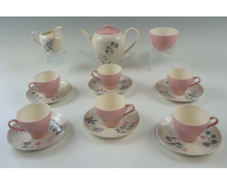 A mid 20th Century J &amp; G Meakin pink and floral pattern tea set