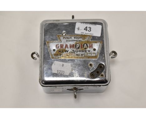 A vintage chrome cased Public Address microphone, labelled Grampian