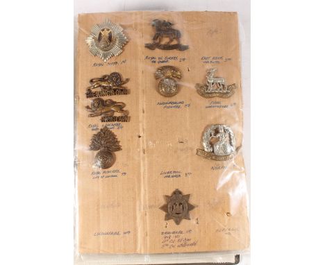 Ring binder folder containing KOSB, Royal Warwickshire, Royal Scots, Norfolk, Lancashire, Yorkshire, and other Regimental ins