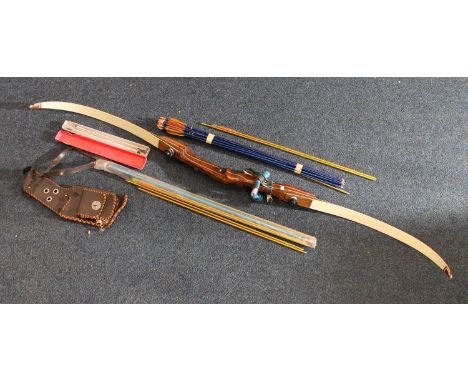 Archers bow by Border Archery of Mellerstain, Gordon, Scotland, the "Mirage 68" with arrows.
