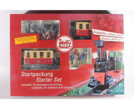 Lehman Gross Bahn LGB G scale model railways 78302 Passenger Starter set with 0-4-0 locomotive, coaches, figures etc.