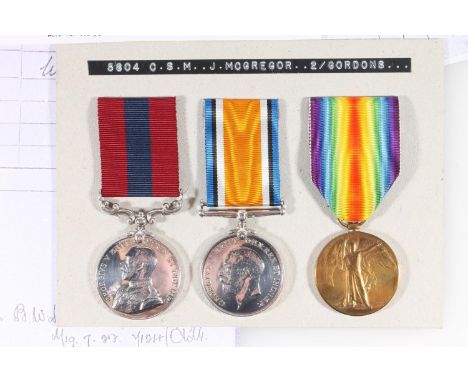 Medals of 5804/292288/9450 Colour Sergeant Major James McGregor DCM of the 2nd Battalion Gordon Highlanders comprising George