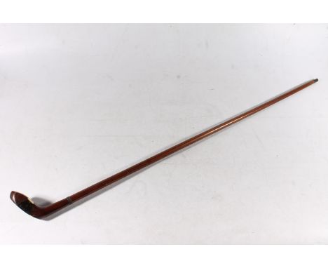 Golfing interest, an antique Scottish Sunday stick walking cane golf club, 92cm long.