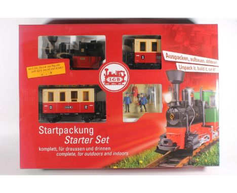 Lehman Gross Bahn LGB G scale model railways 78302 Passenger Starter set with 0-4-0 locomotive, coaches, figures etc.