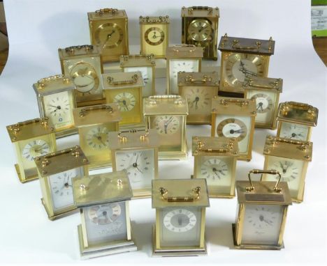 A collection of clocks to include, a President quartz carriage clock, a London Clock Company quartz carriage clock, a Louifre