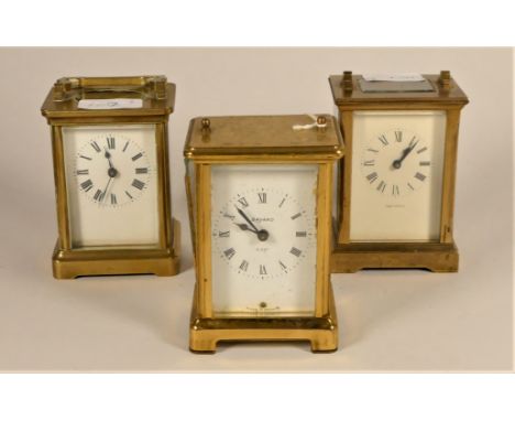 A Duverdrey and Bloquel French brass carriage clock, together with a brass carriage clock, retailed by Mappin and Webb, toget